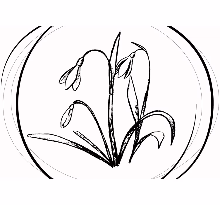 Tapisserie fleur silhouette de perce-neige - TenStickers