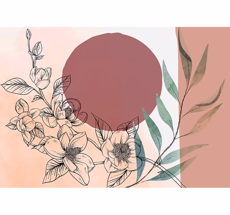 Tapisserie fleur composition d'éléments floraux - TenStickers