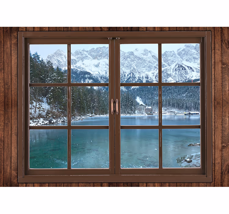 Tapisserie paysage vue des pics gelés - TenStickers