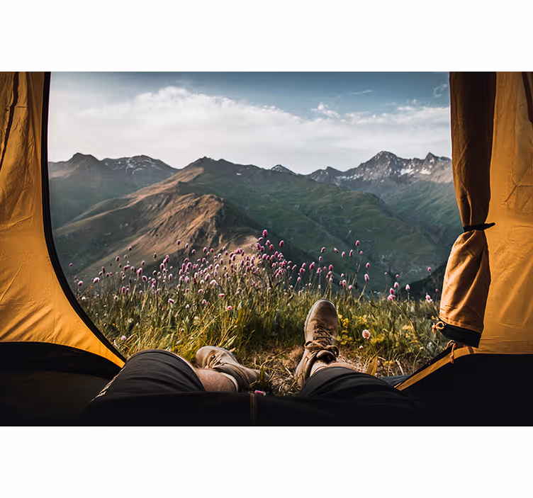 Tapisserie paysage sérénité en vue de montagne - TenStickers