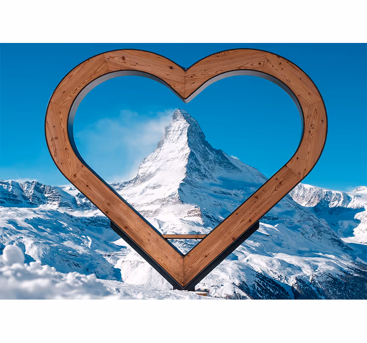 Tapisserie amour vue de montagne en forme de cœur - TenStickers