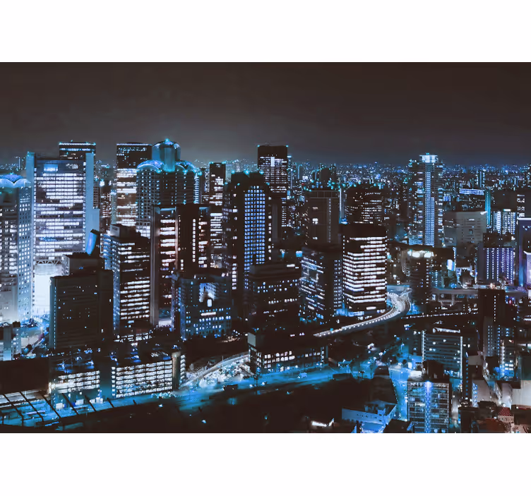 Tapisserie villes et pays skyline urbaine nocturne - TenStickers