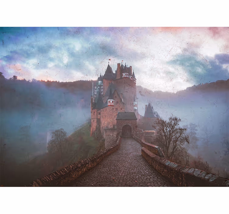 Tapisserie villes et pays paysage de château mystique - TenStickers