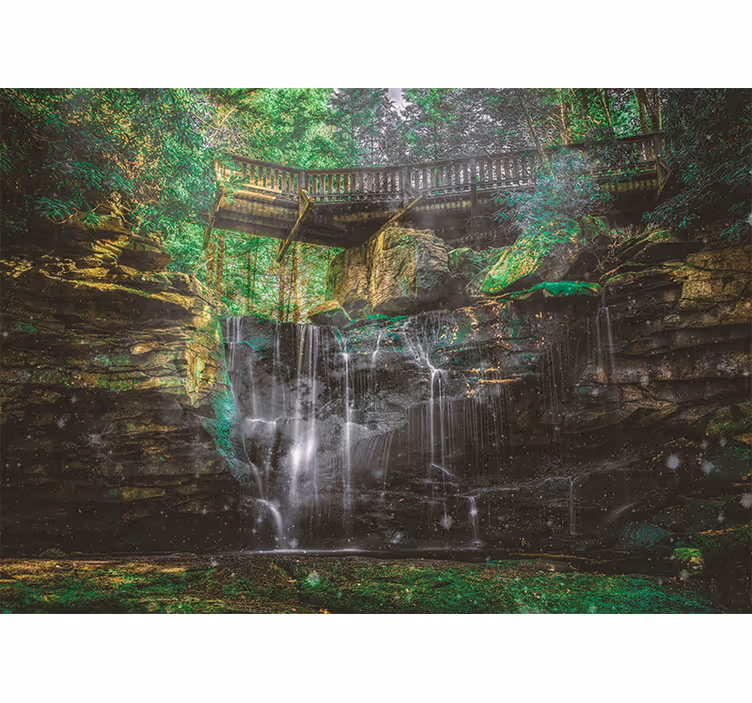 Tapisserie paysage vue de cascade pittoresque - TenStickers