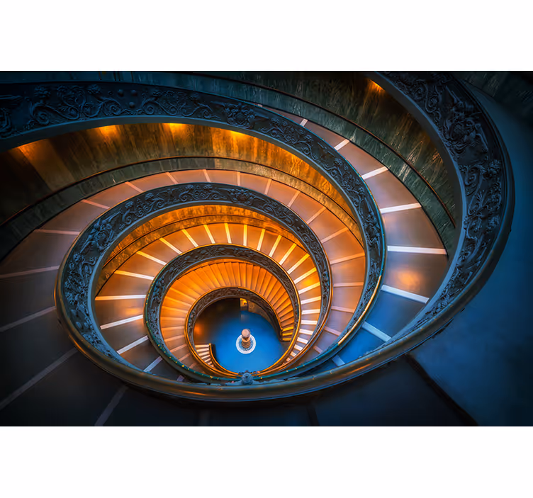 Tapisserie paysage escalier en spirale illuminé - TenStickers