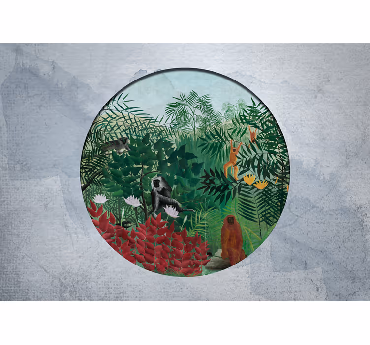 Tapisserie jungle scène de jungle vibrante - TenStickers