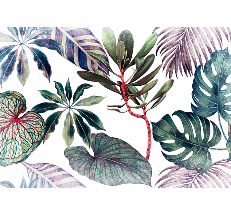 Papiers peints nature arrangement de feuillage tropical - TenStickers