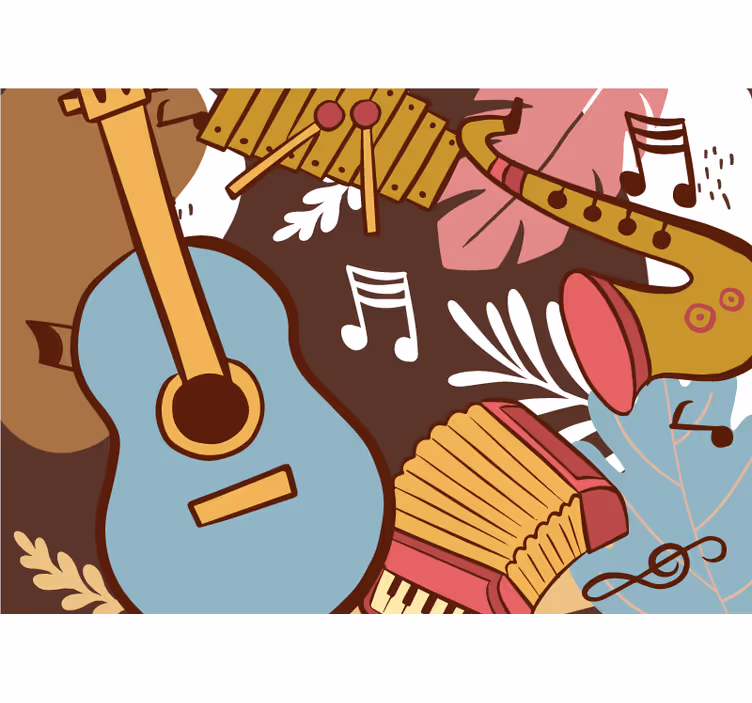 Tapisserie musique arrangement d'instruments musicaux - TenStickers
