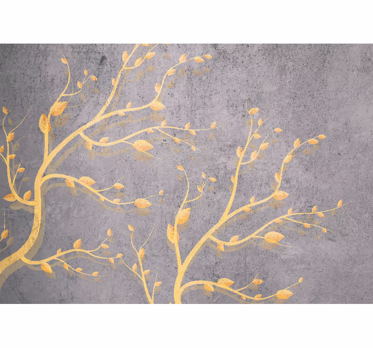 Tapisserie nature vignes dorées feuillues - TenStickers