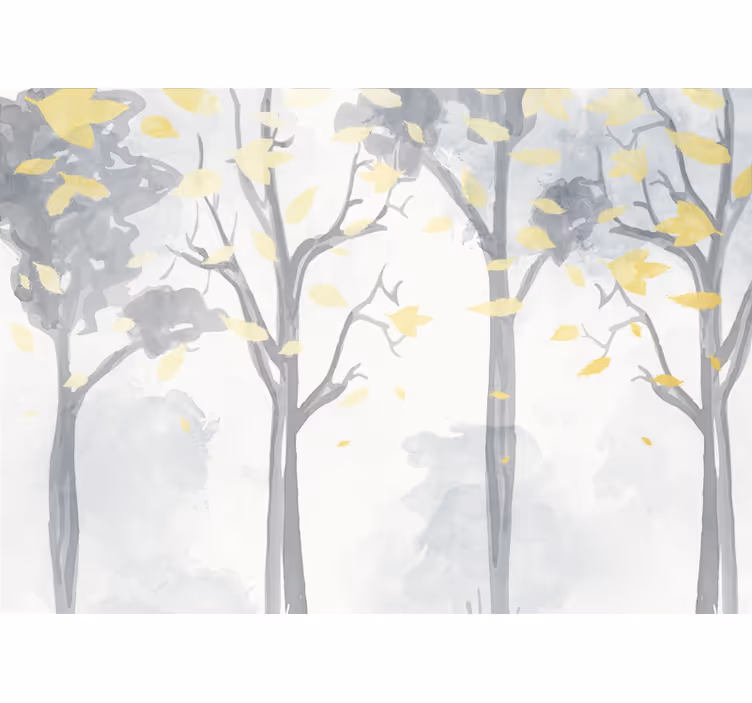 Tapisserie arbre silhouettes d'automne - TenStickers
