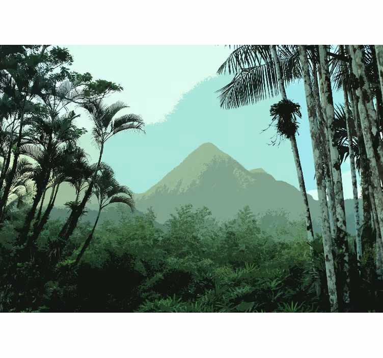 Tapisserie forêt vue sur la jungle montagneuse - TenStickers