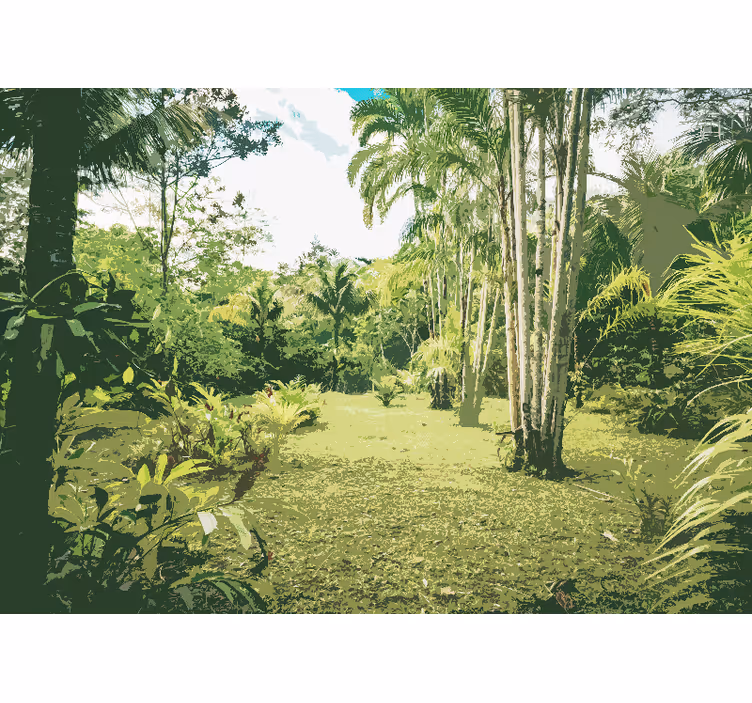 Tapisserie jungle paysage tropical luxuriant - TenStickers