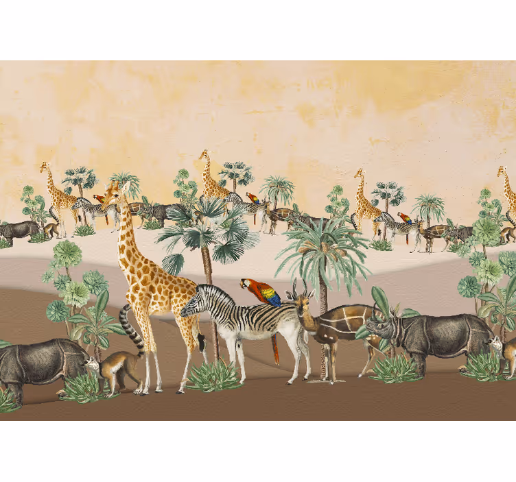 Tapisserie africaine scène de la faune du safari - TenStickers