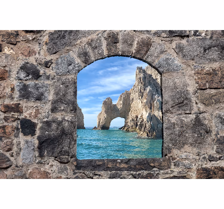 Tapisserie murale mer vue de l'arche rocheuse - TenStickers