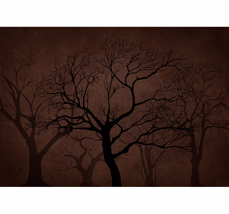 Tapisserie forêt silhouettes d'arbres sombres - TenStickers
