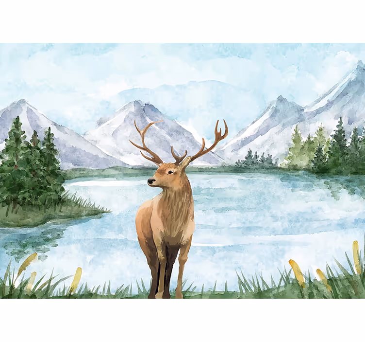 Tapisserie animaux paysage majestueux d'élan - TenStickers
