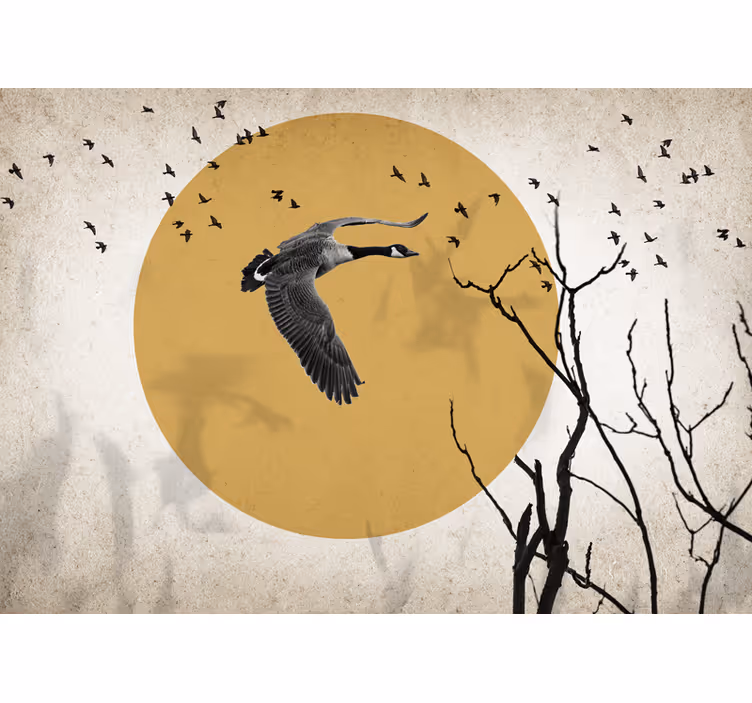 Tapisserie animaux silhouette d'oie en vol - TenStickers