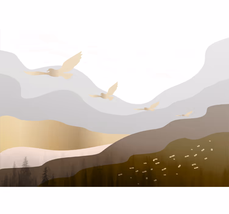 Papiers peints nature silhouettes d'oiseaux volants - TenStickers