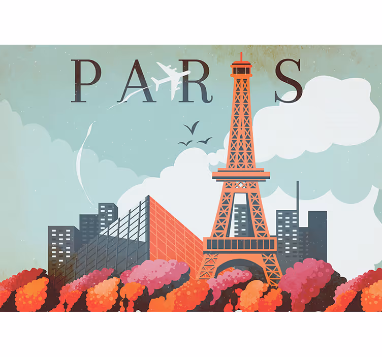 Tapisserie paris paysage urbain de la tour eiffel - TenStickers