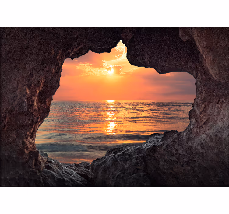 Tapisserie paysage vue sur la mer au coucher du soleil - TenStickers