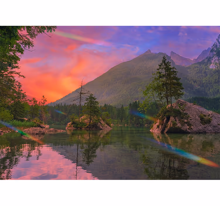 Tapisserie montagne réflexion sereine - TenStickers