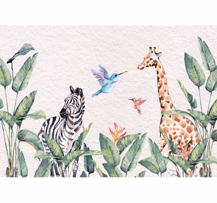 Papier peint panoramique animaux de la jungle - TenStickers
