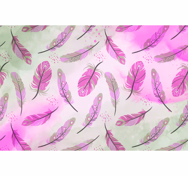 Tapisserie murale style plumes rose fuchsia - TenStickers