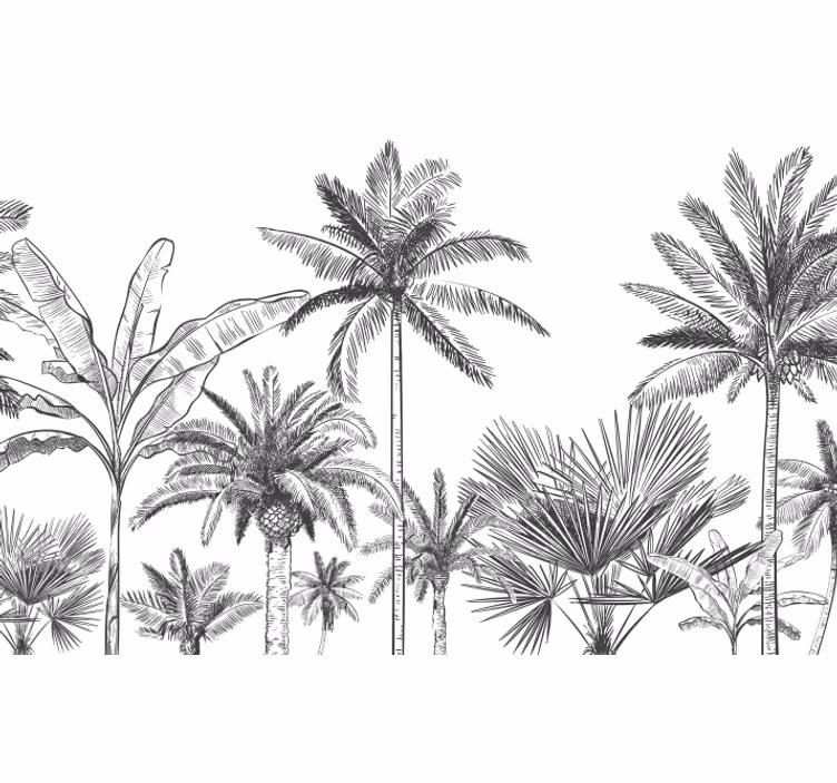 Papier peint panoramique palmiers dessinés - TenStickers