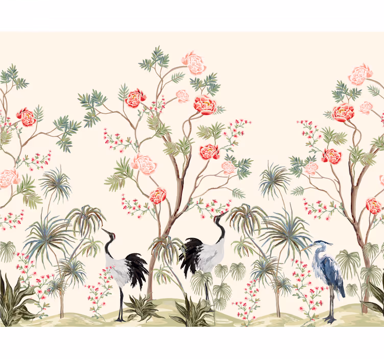 Papier peint panoramique oiseaux et arbres - TenStickers