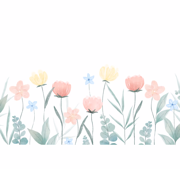 Papier peint panoramique coquelicots jonquilles - TenStickers