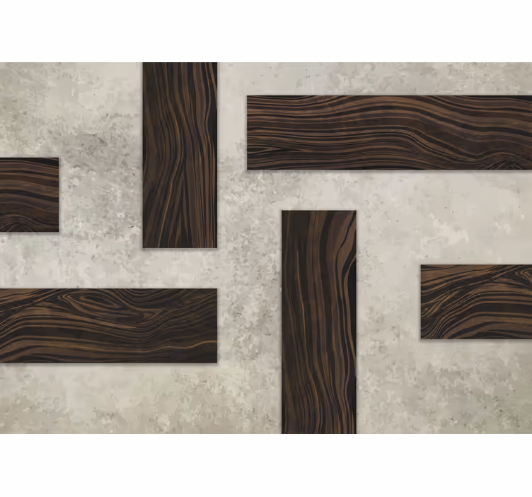 Tapisserie salle de bain de béton et de bois - TenStickers