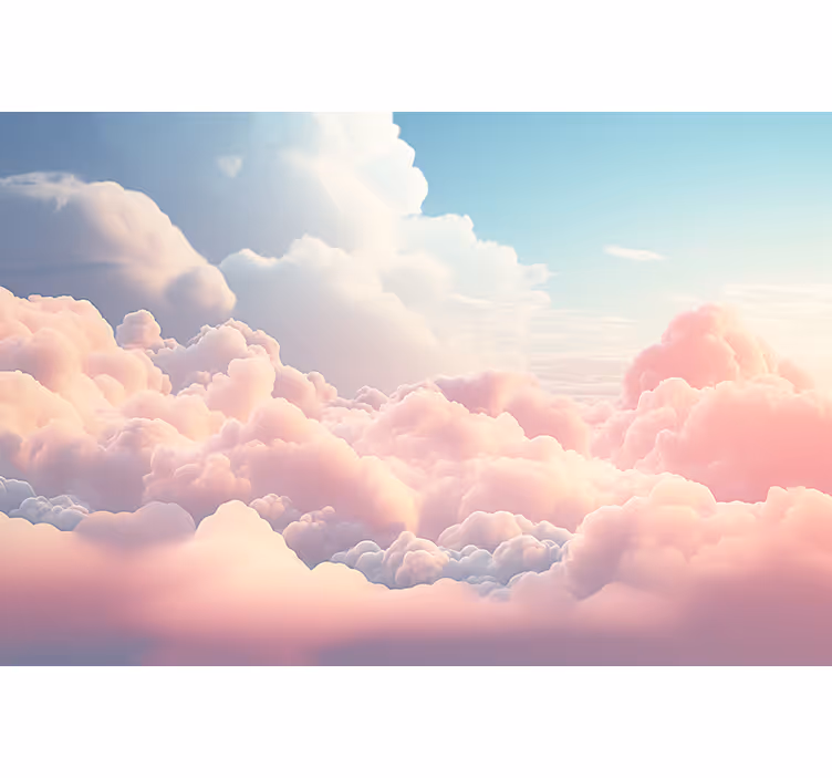 Papier peint chambre enfant paysage de nuages roses - TenStickers