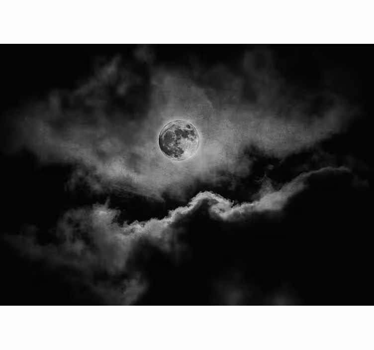 Tapisserie murale chambre adulte lune et nuages - TenStickers