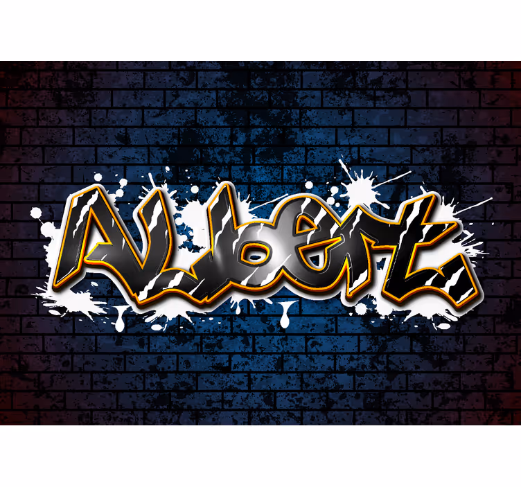 Papier peint graffiti briques bleues avec nom - TenStickers