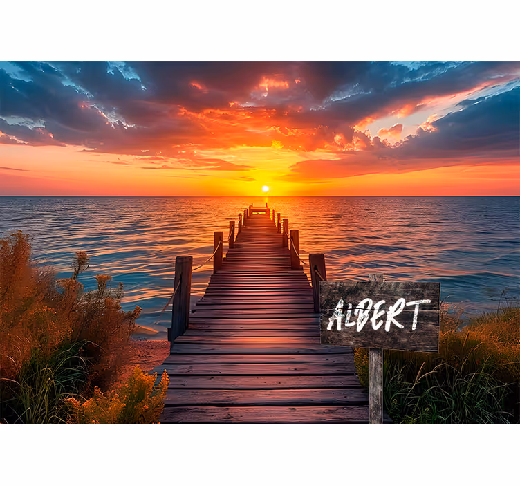 Tapisserie ado coucher soleil panneau avec nom - TenStickers