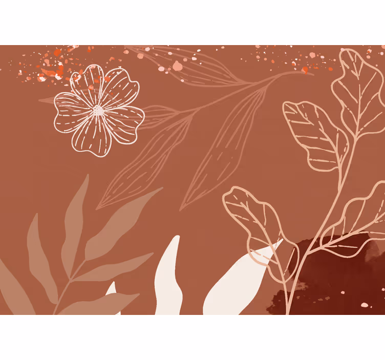 Papier peint terracotta feuilles minimaliste - TenStickers