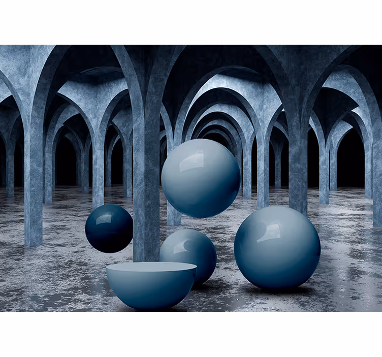 Tapisserie 3D couloir d'illusion sphérique - TenStickers