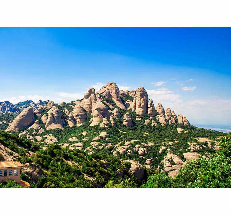 Papier peint montagne vue sur sommets Montserrat - TenStickers