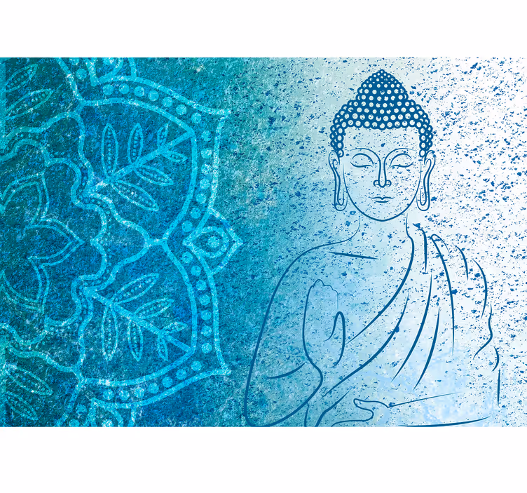 Papier peint zen mandala bleu bouddha - TenStickers