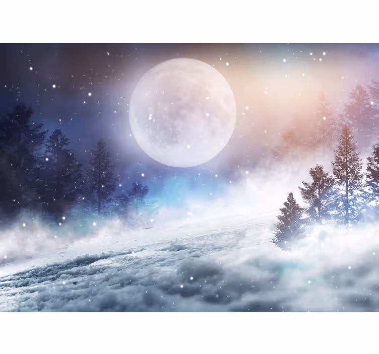 Tapisserie murale chambre forêt fantastique pleine lune - TenStickers