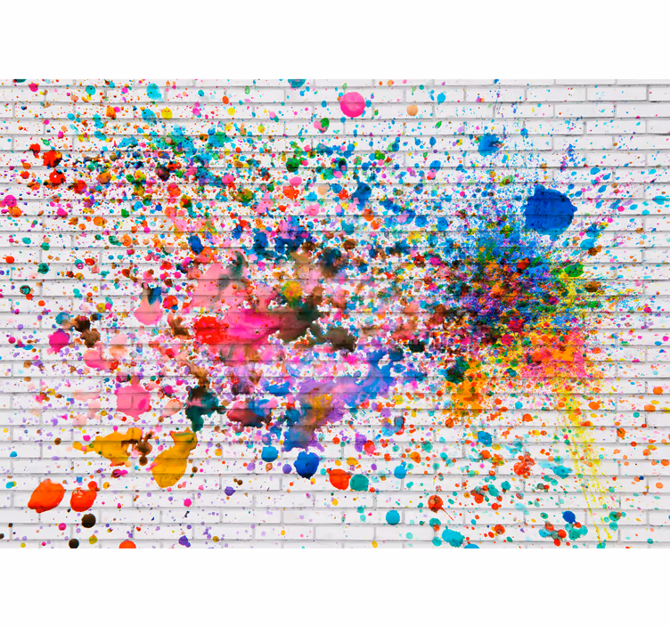 Papier peint graffiti éclaboussures peinture sur brique - TenStickers