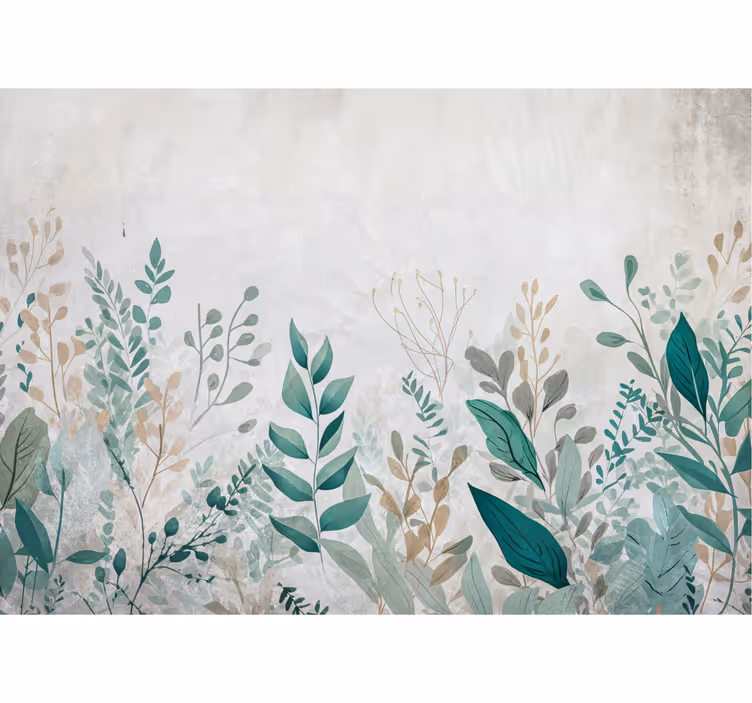 Papier peint salon peinture de plantes - TenStickers