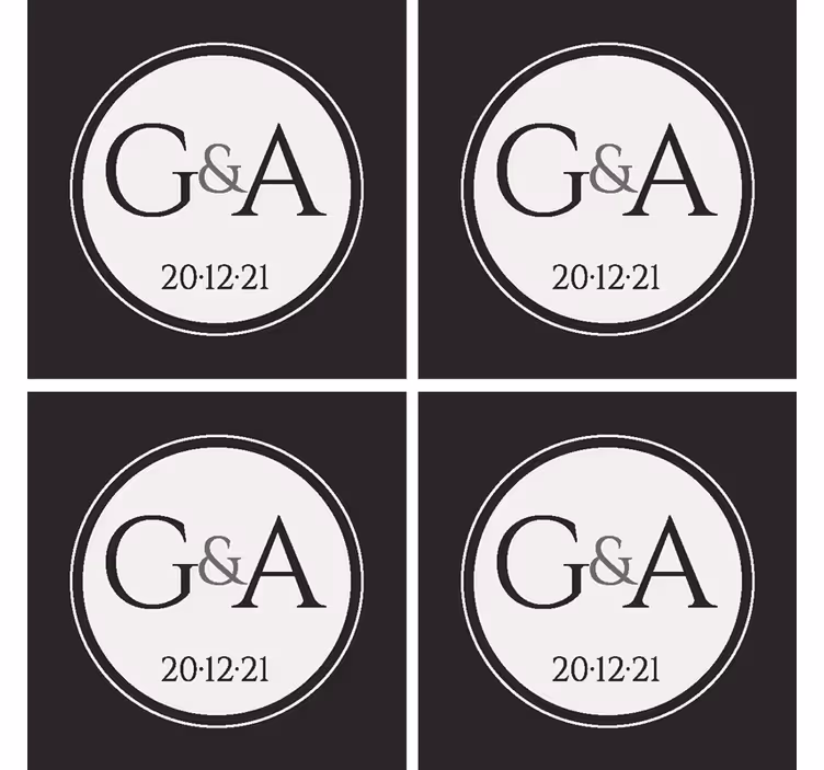 Dessous de verre de mariage classique personnalisé - TenStickers