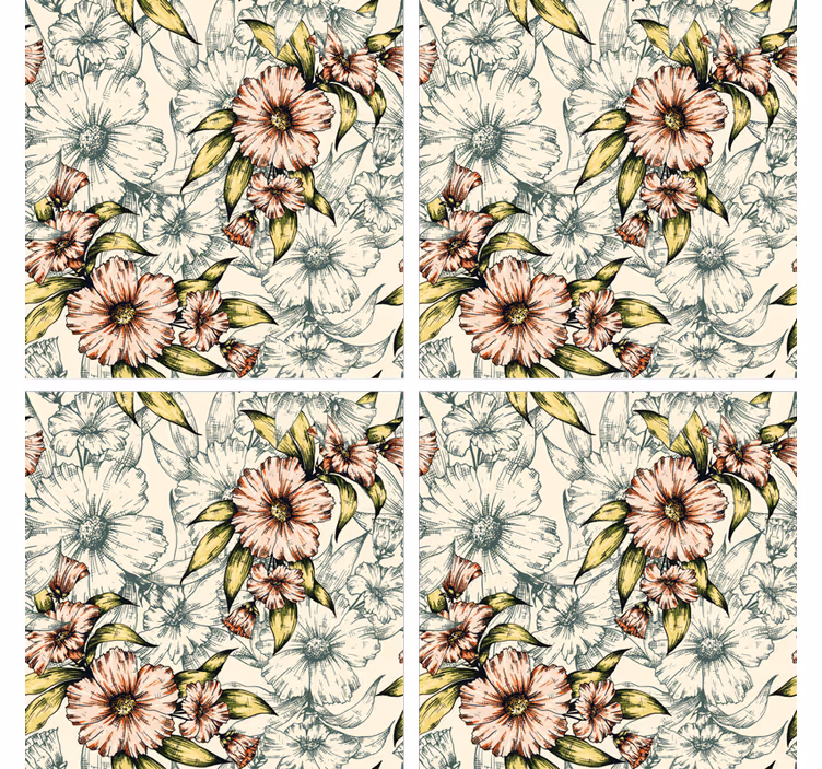 Dessous de verre motif floral vintage - TenStickers