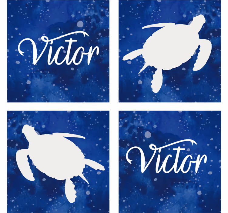 Dessous de verre personnalisable silhouette de tortue bleue - TenStickers