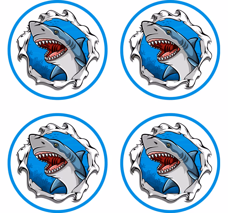 Dessous de verre geek illustration de requin en colère - TenStickers