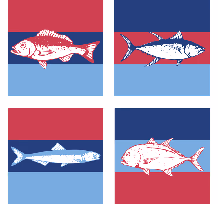 Dessous de verre illustrations de poissons stylisés - TenStickers