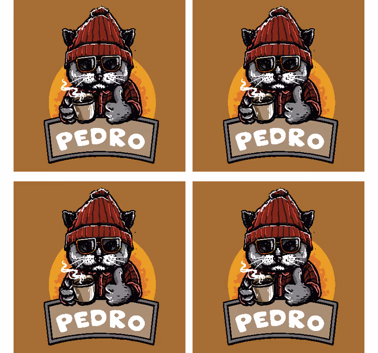 Dessous de verre geek chat cool tenant un café - TenStickers