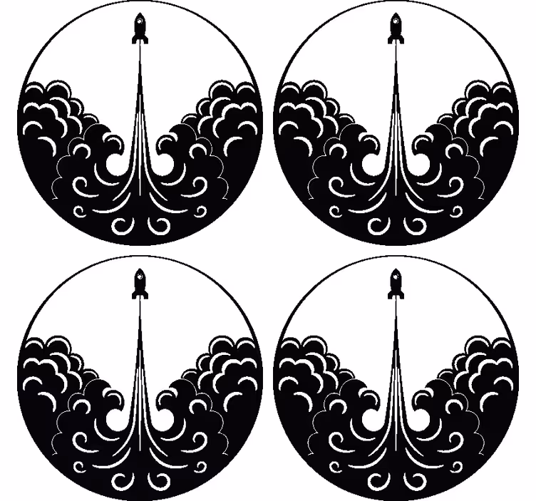 Dessous de verre geek vagues de lancement de fusée - TenStickers