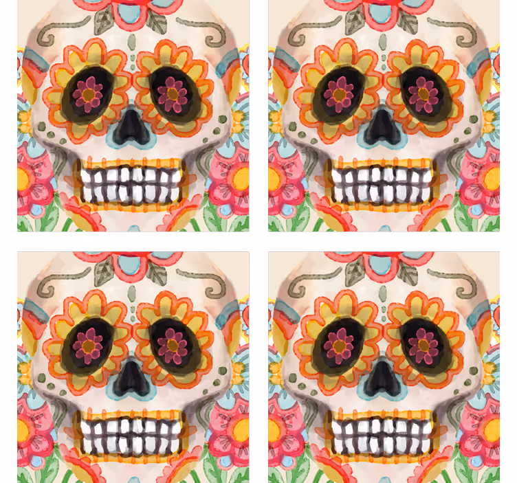 Dessous de verre halloween crâne en sucre coloré - TenStickers
